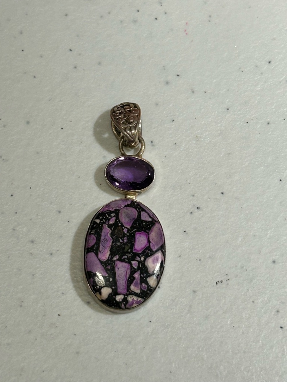 Sterling Silver Purple Gemstone Drop Pendant - Women’s Jewelry